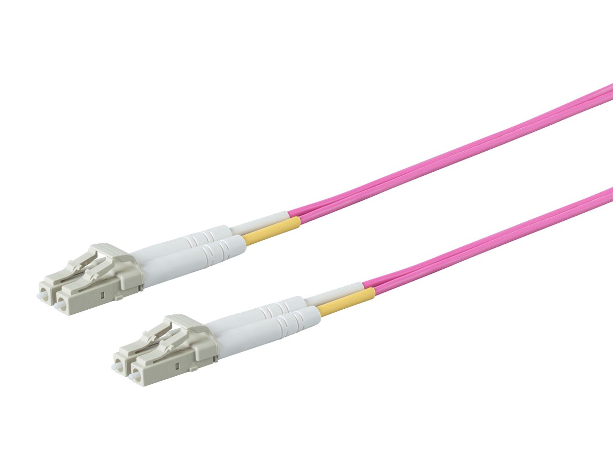 Monoprice OM4 Fiber Optic Cable - LC/LC, 50/125 Type, Multi-Mode, 10GB, LSZH, Purple, 1m, Corning - main image