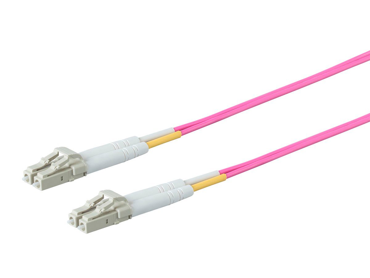 Monoprice OM4 Fiber Optic Cable - LC/LC, 50/125 Type, Multi-Mode, 10GB, LSZH, Purple, 5m, Corning - main image