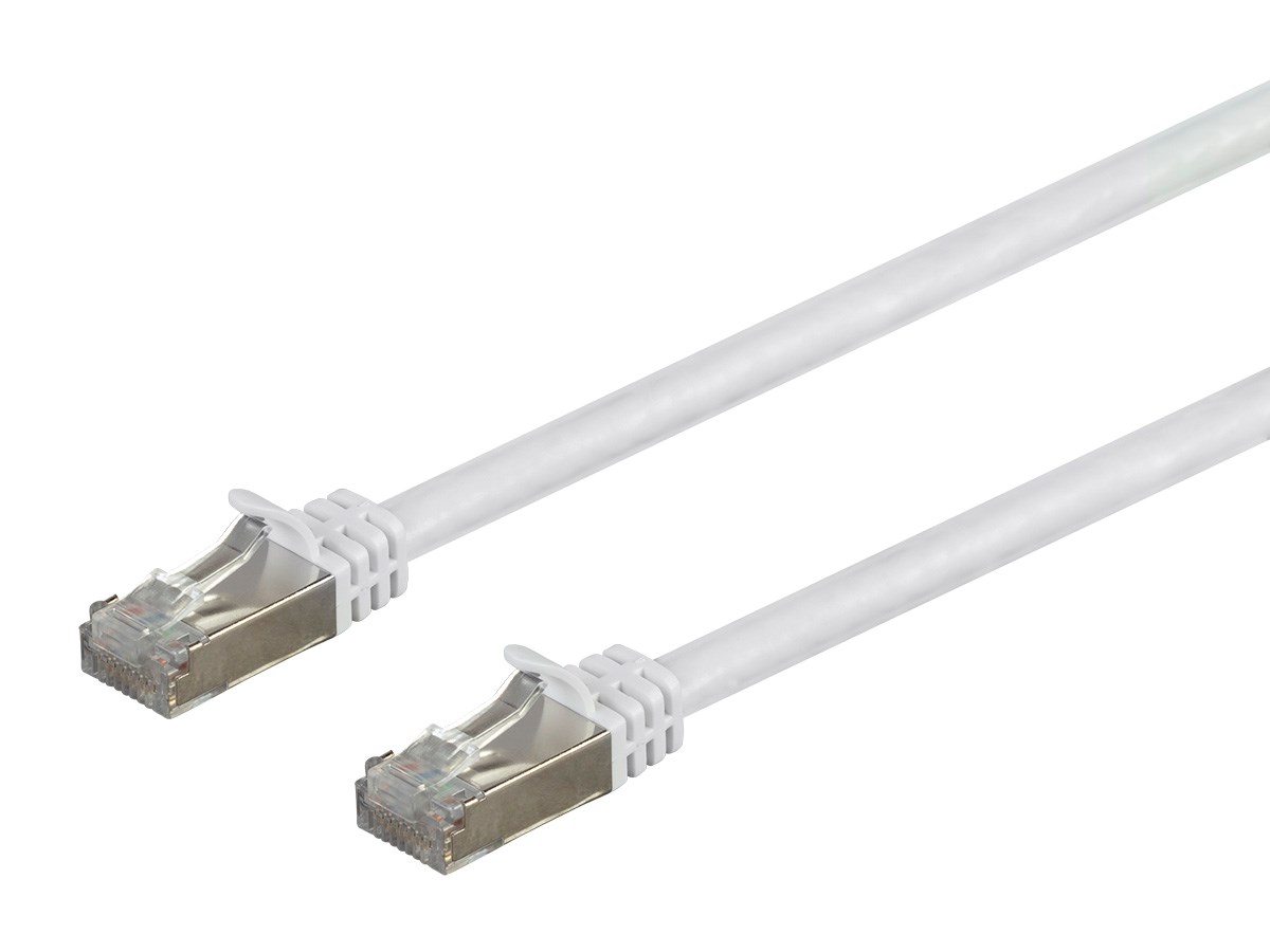 Monoprice Cat7 1ft White Patch Cable, Double Shielded (S/FTP), 26AWG, 10G, Pure Bare Copper, Snagless RJ45, Entegrade Series Ethernet Cable - main image