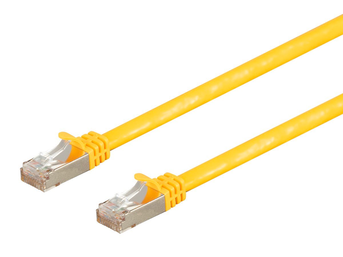 Monoprice Entegrade Series Cat7 Double Shielded (S/FTP) Ethernet Patch Cable - Snagless RJ45, 600MHz, 10G, 26AWG, 1ft, Yellow - main image