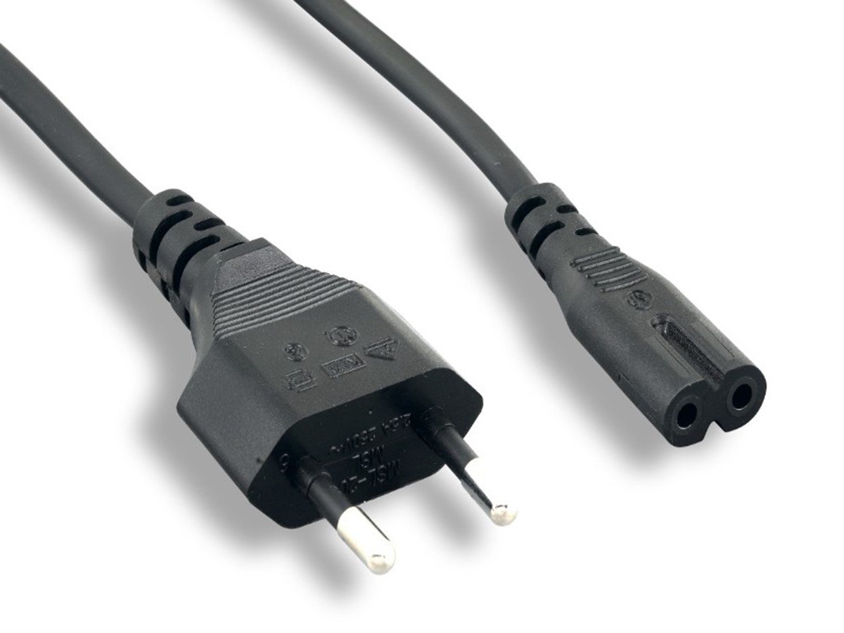 Monoprice Power Cord - CEE 7/16 (Europlug) to IEC 60320 C7 (non-polarized), 18AWG, 2-Prong, Black, 6ft - main image