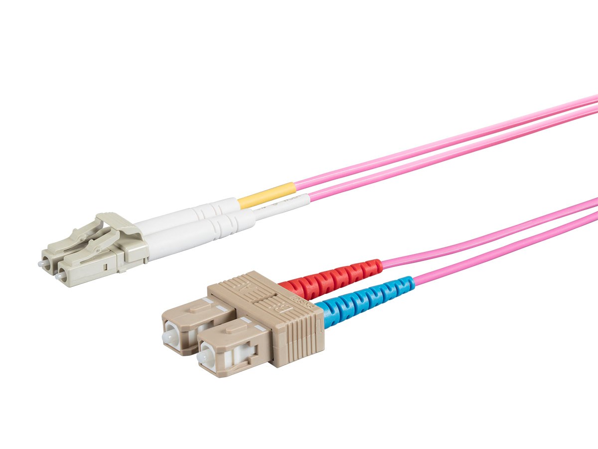 Monoprice OM4 Fiber Optic Cable - LC/SC, 50/125 Type, Multi-Mode, 10GB, LSZH, Purple, 2m, Corning - main image