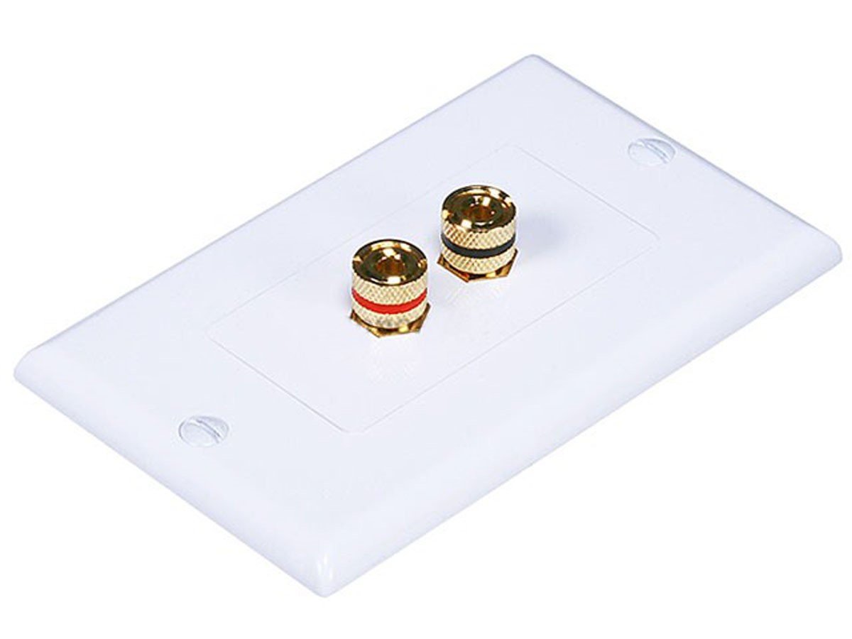 Monoprice High Quality Banana Binding Post Two-Piece Inset Wall Plate for 1 Speaker - Coupler Type - main image