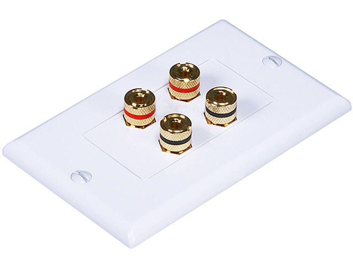 Monoprice High Quality Banana Binding Post Two-Piece Inset Wall Plate for 2 Speakers - Coupler Type - main image