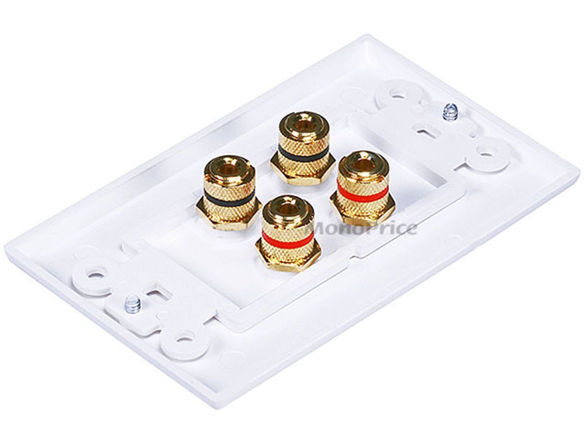 Monoprice 103324 Banana Binding Post Two-Piece Inset Wall Plate for 1 Speaker