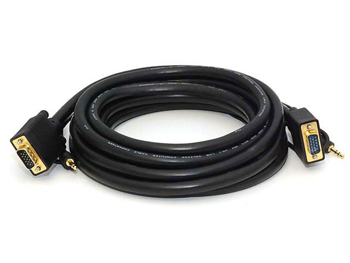 Monoprice 15ft Super VGA HD15 M/M CL2 Rated Cable with Stereo Audio and Triple Shielding (Gold Plated) - main image