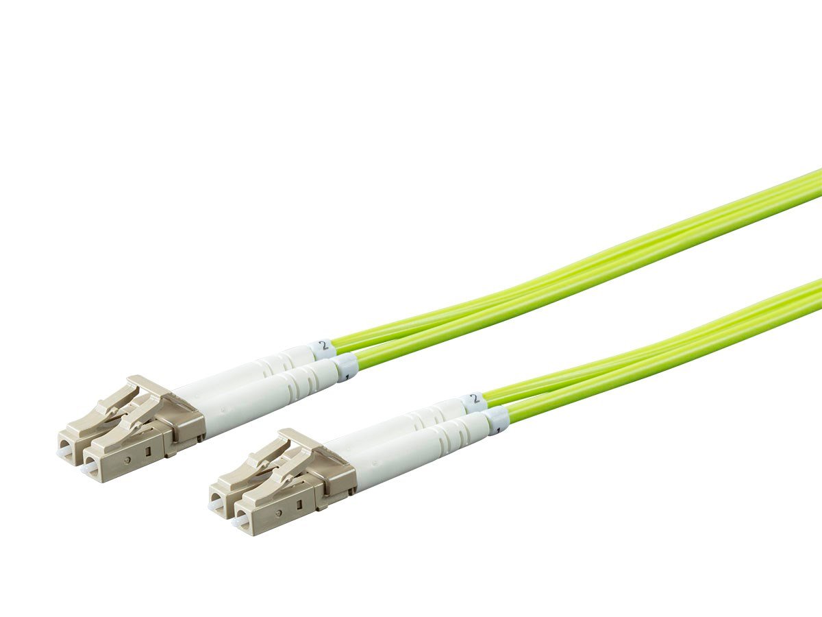 Monoprice OM5 Fiber Optic Cable - LC/LC, UL, 50/125 Type, MultiMode, 40GB, Green, 1m, Corning - main image
