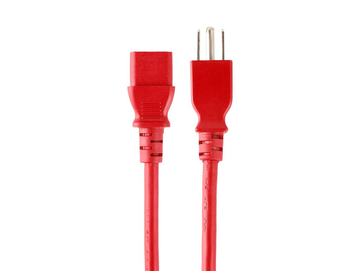 Monoprice Power Cord - NEMA 5-15P To IEC 60320 C13, 18AWG, 10A/1250W, 125V, 3-Prong, Red, 2ft