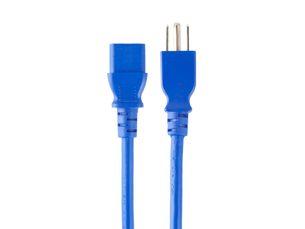 Monoprice Power Cord - NEMA 5-15P To IEC 60320 C13, 18AWG, 10A/1250W, 125V, 3-Prong, Blue, 2ft