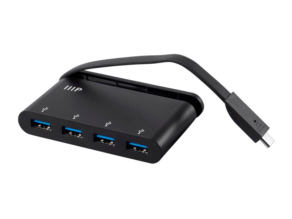 Monoprice Mobile Series USB-C to 4-Port USB 3.0 hub adapter with Folding  USB USB-C Connector