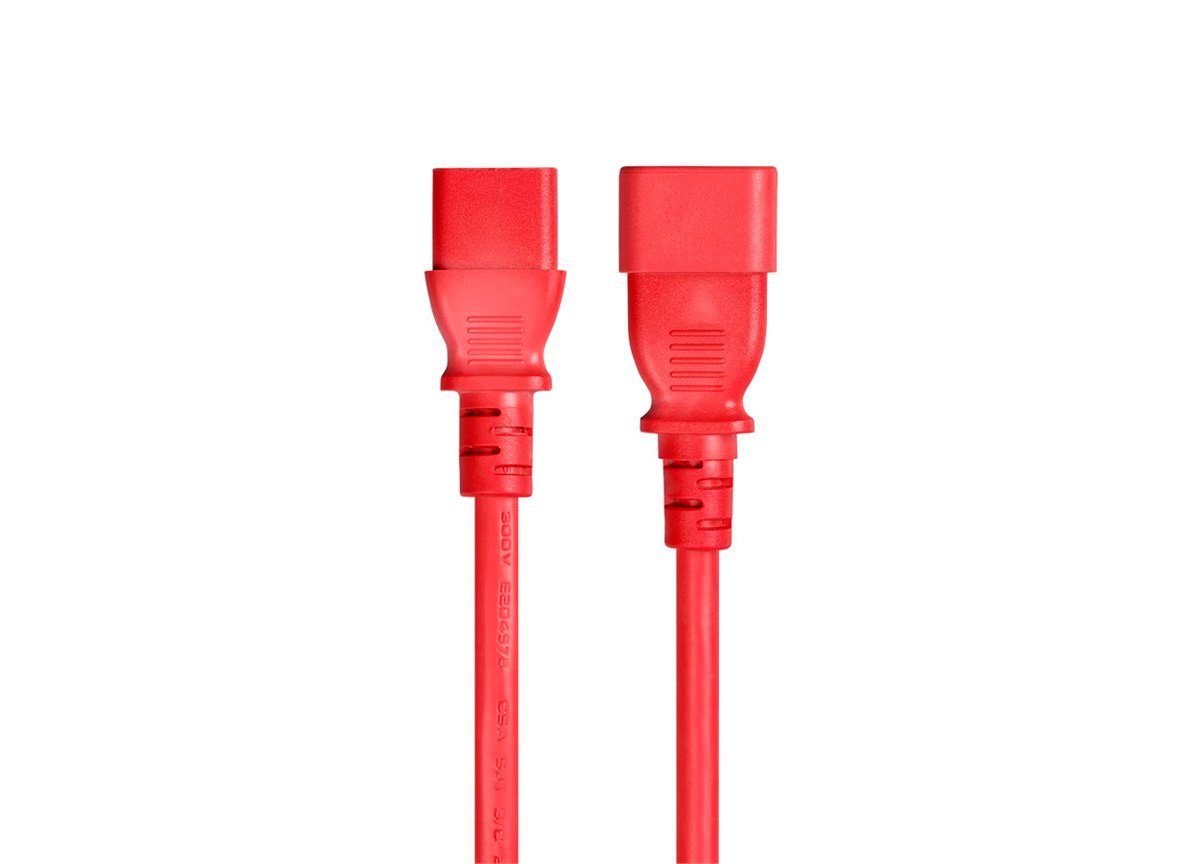 Monoprice Extension Cord - IEC 60320 C14 to IEC 60320 C13, 18AWG, 10A/1250W, 3-Prong, SJT, Red, 3ft