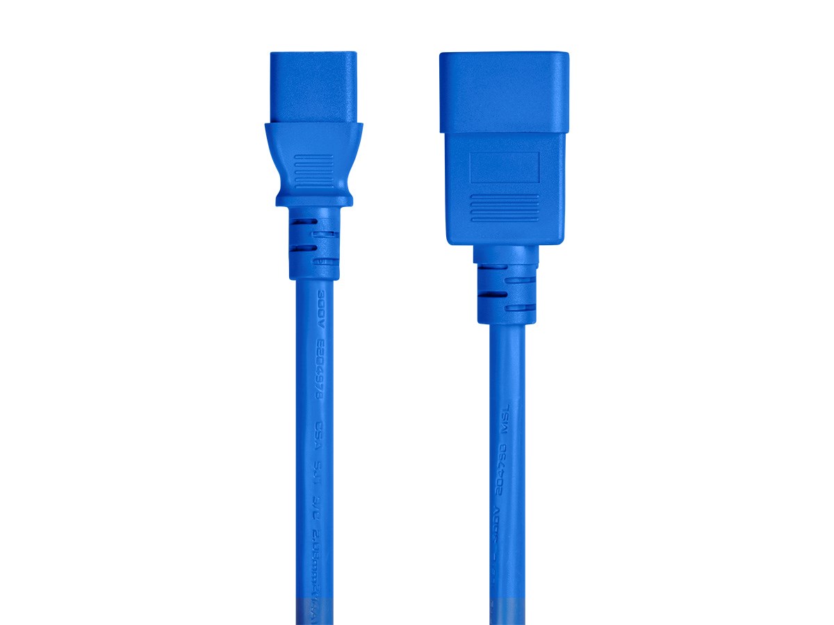 Monoprice Power Cord - IEC 60320 C20 to IEC 60320 C13, 14AWG, 15A/1875W, 3-Prong, SJT, Blue, 3ft - main image