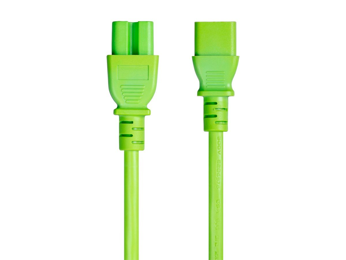 Monoprice Heavy Duty Power Cable - IEC 60320 C14 to IEC 60320 C15, 14AWG, 15A/1875W, SJT, 125V, Green, 6ft - main image