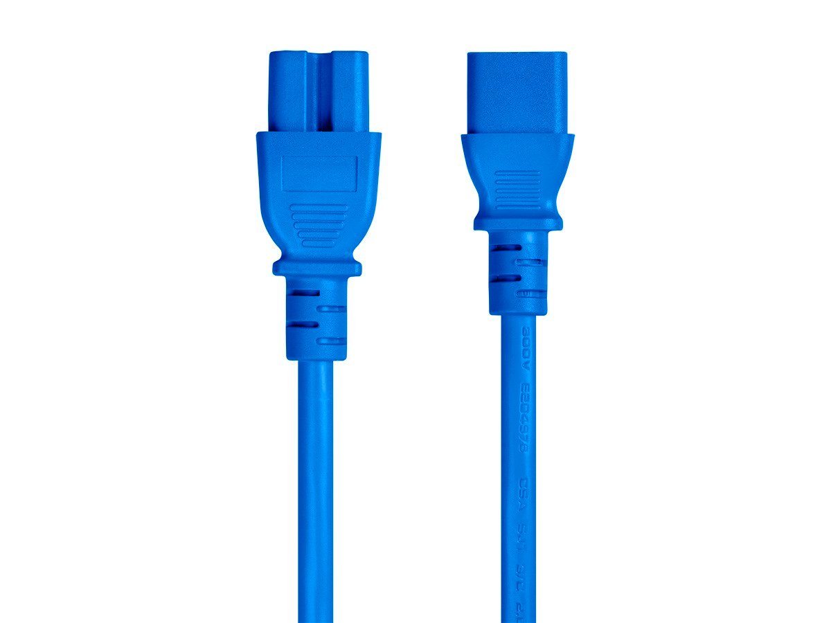 Monoprice Heavy Duty Power Cable - IEC 60320 C14 To IEC 60320 C15, 14AWG, 15A/1875W, SJT, 125V, Blue, 6ft