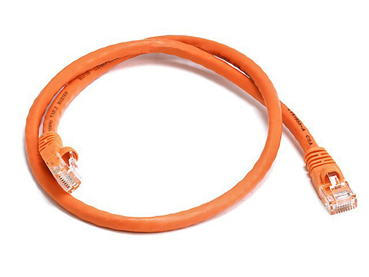 Orange Monoprice 2FT 24AWG Cat5e 350MHz UTP Bare Copper Ethernet Network Cable 