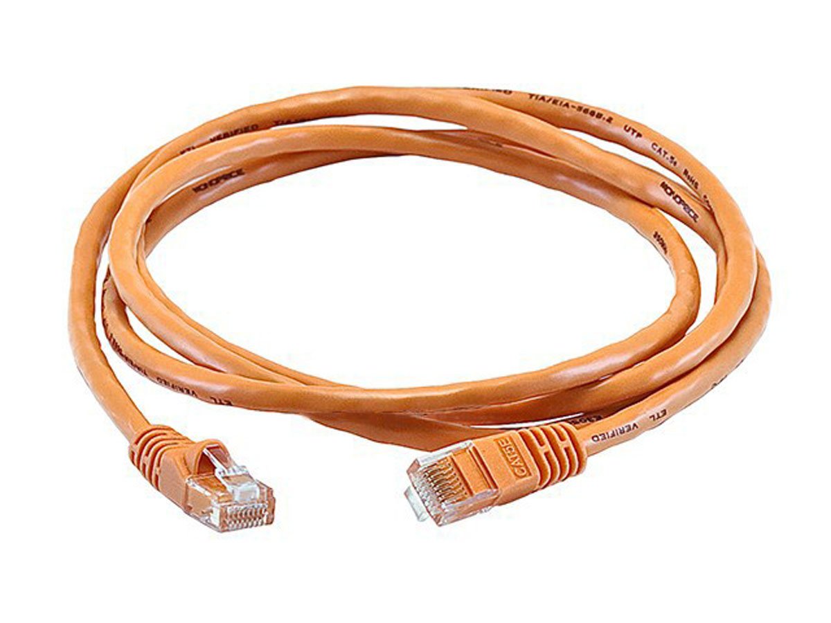 Monoprice Cat5e 5ft Orange Patch Cable, UTP, 24AWG, 350MHz, Pure Bare Copper, Snagless RJ45, Fullboot Series Ethernet Cable - main image