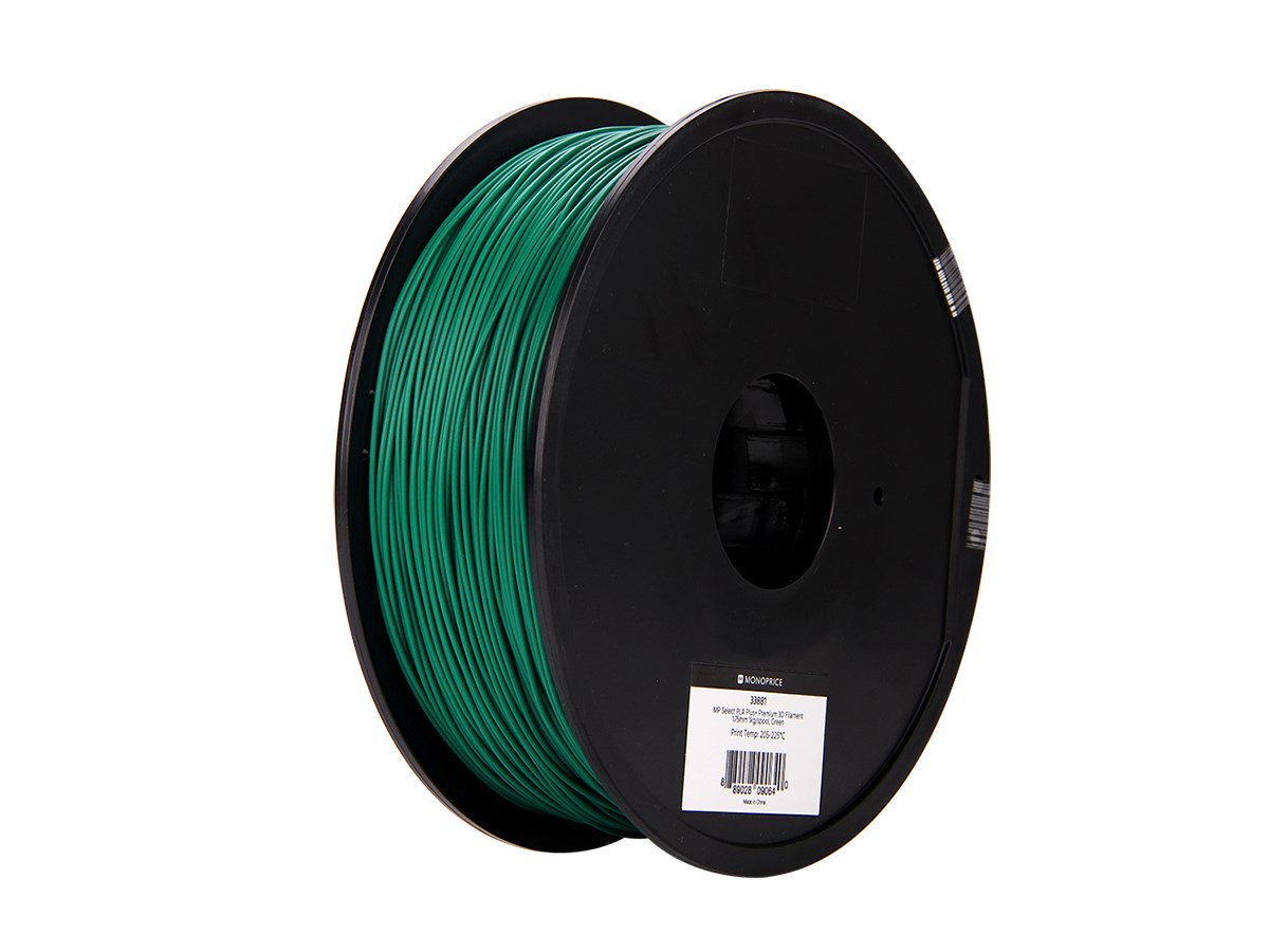 Monoprice MP Select PLA Plus+ Premium 3D Filament 1.75mm 1kg/spool, Green