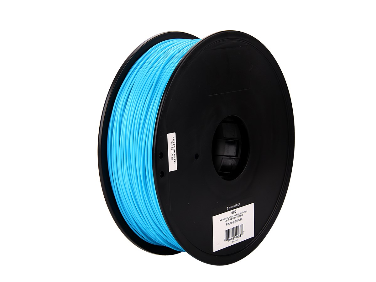 Monoprice MP Select PLA Plus+ Premium 3D Filament 1.75mm 1kg/spool, Light Blue - main image