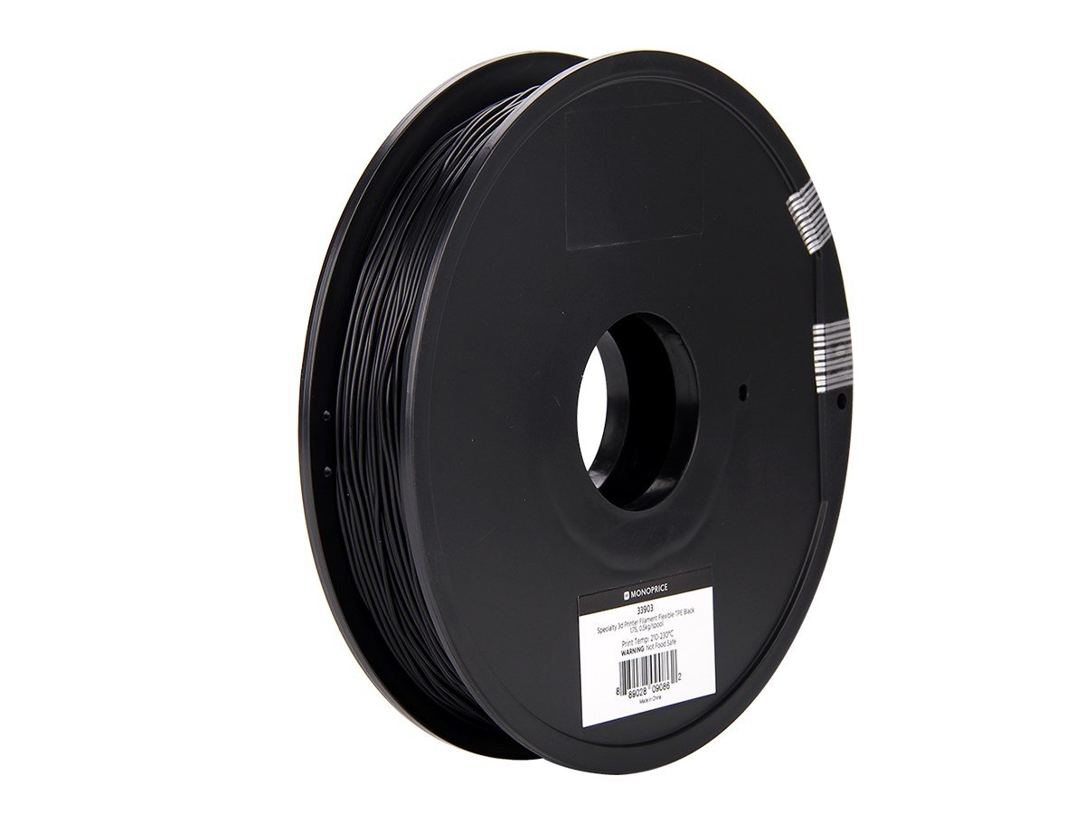 Monoprice MP Specialty 3D Printer Filament Flexible TPE Black 1.75, 0.5kg/spool - main image