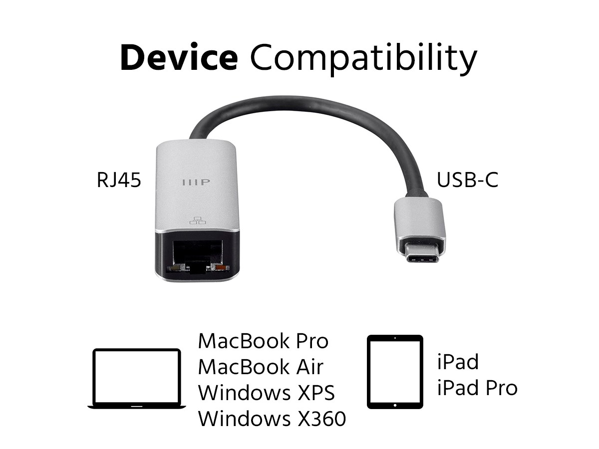 Monoprice Select Series USB-C 3-Port USB 3.0 Hub and Gigabit Ethernet  Adapter 