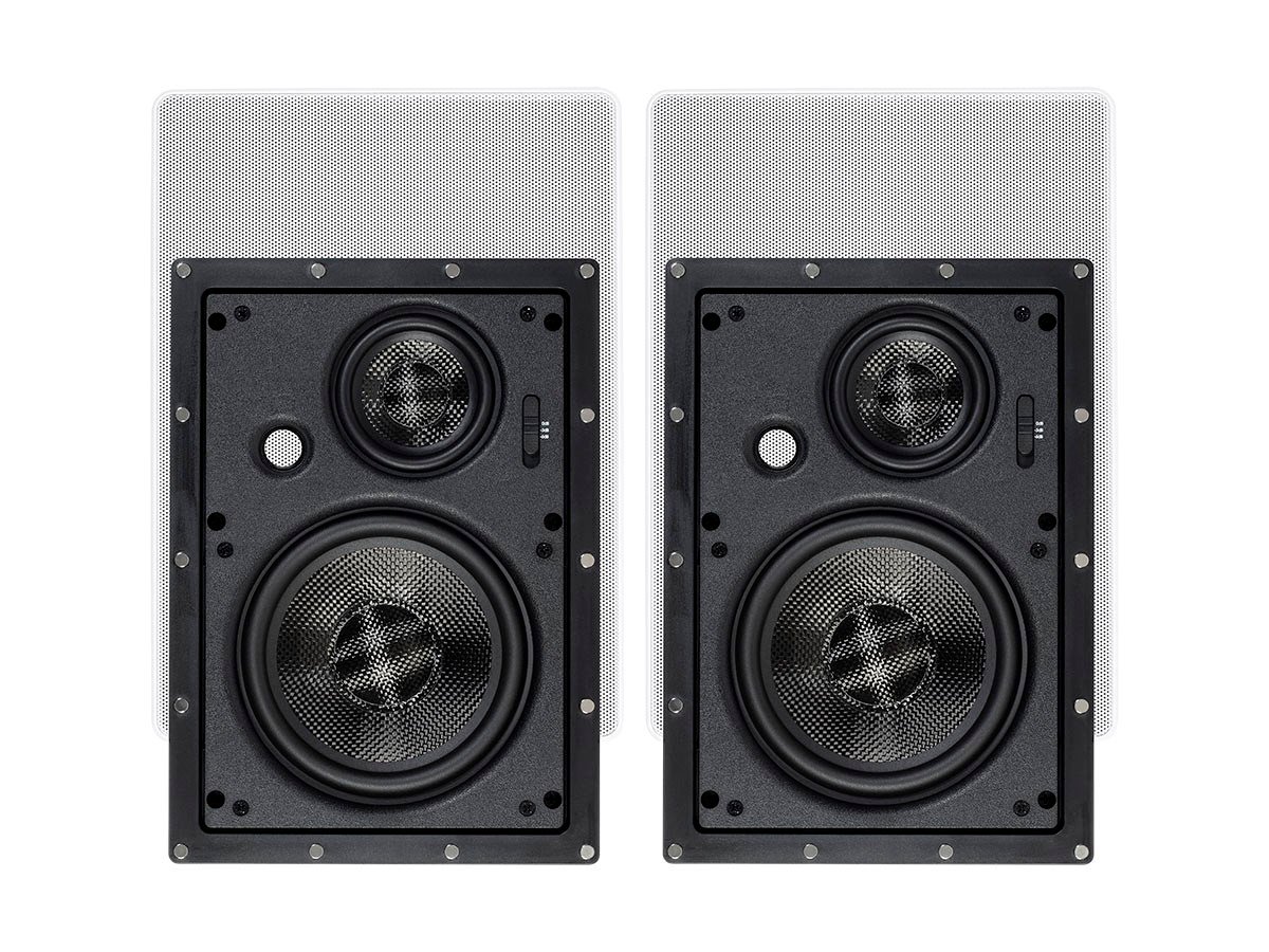 Monoprice Alpha In-Wall Speakers 6.5in Carbon Fiber 3-Way (pair) - main image