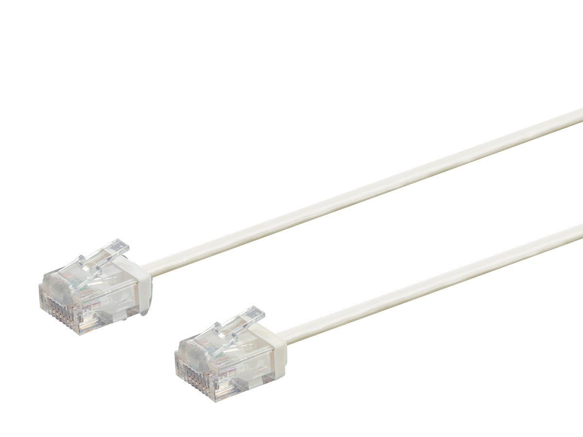 Monoprice Cat6 6in White Patch Cable, UTP, 32AWG, 550MHz, Pure Bare Copper, Snagless RJ45, Micro SlimRun Series Ethernet Cable - main image