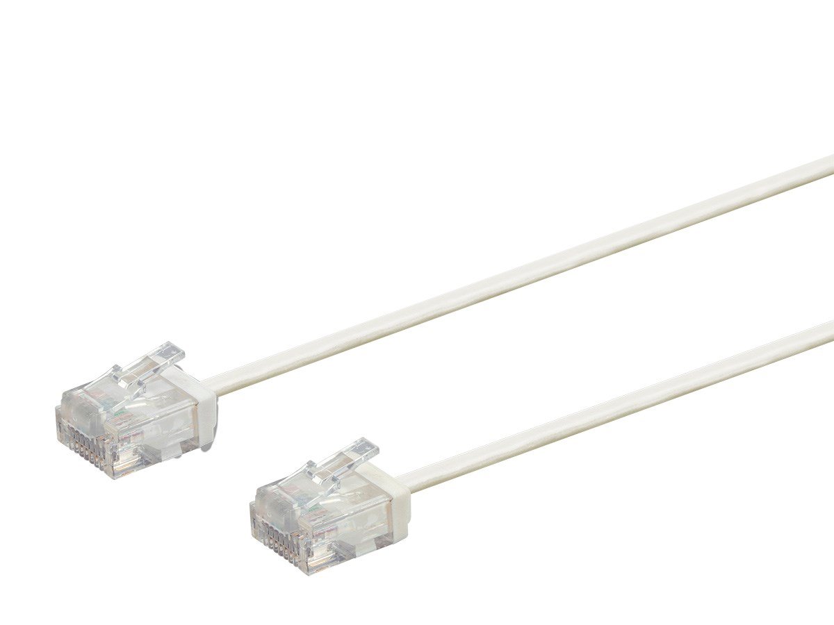 Monoprice Cat6 7ft White Patch Cable, UTP, 32AWG, 550MHz, Pure Bare Copper, Snagless RJ45, Micro SlimRun Series Ethernet Cable