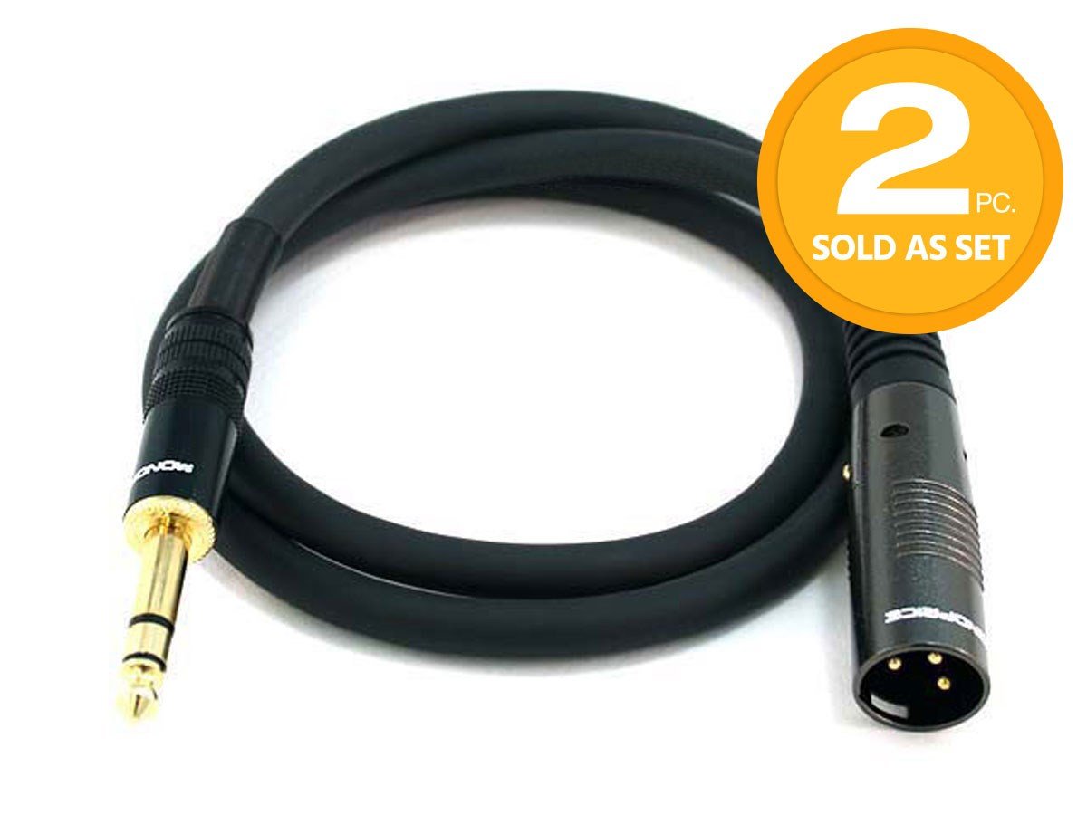 3ft Premier Series XLR Male to 1/4inch TRS Male 16AWG Cable (Gold Plated), 2 Pack - main image
