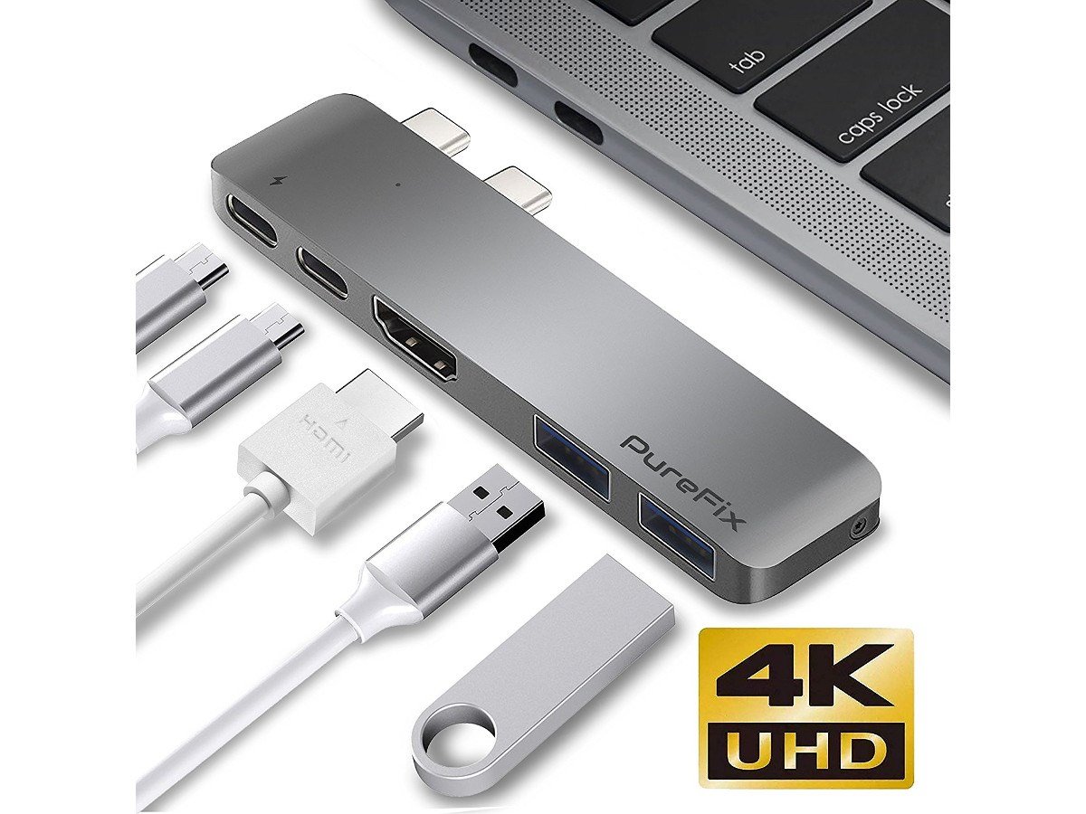 Usb C 5 In 1 Multi Port Hub For Macbook Pro 13 34 15 34 Thunderbolt 3 4k Hdmi Out Space Grey Monoprice Com