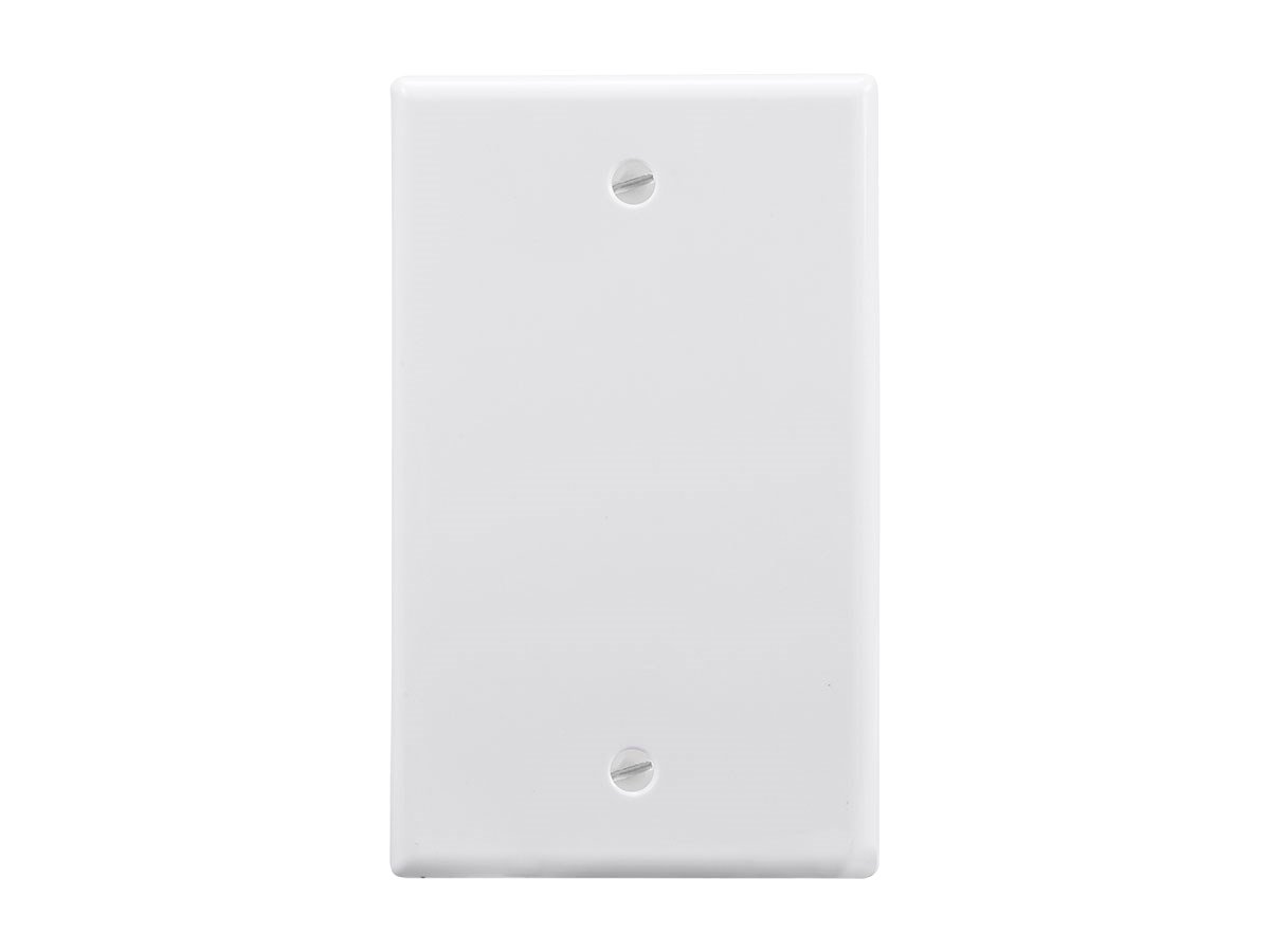 Monoprice 1-Gang Blank Wall Plate, White, 4.5&#34;x2.75&#34;x0.2&#34;, w/Screws (White Coated Screw Head) - main image
