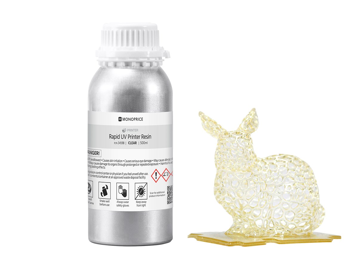 Mp Rapid Uv 3d Printer Resin 500ml Clear Monoprice Com