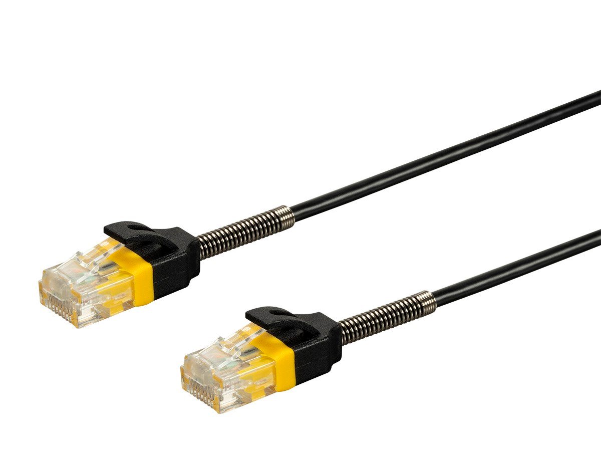 Monoprice Cat6 10ft Black Reinforced Patch Cable, UTP, 30AWG, 550MHz, Pure Bare Copper, Snagless RJ45, SlimRun Series Ethernet Cable - main image
