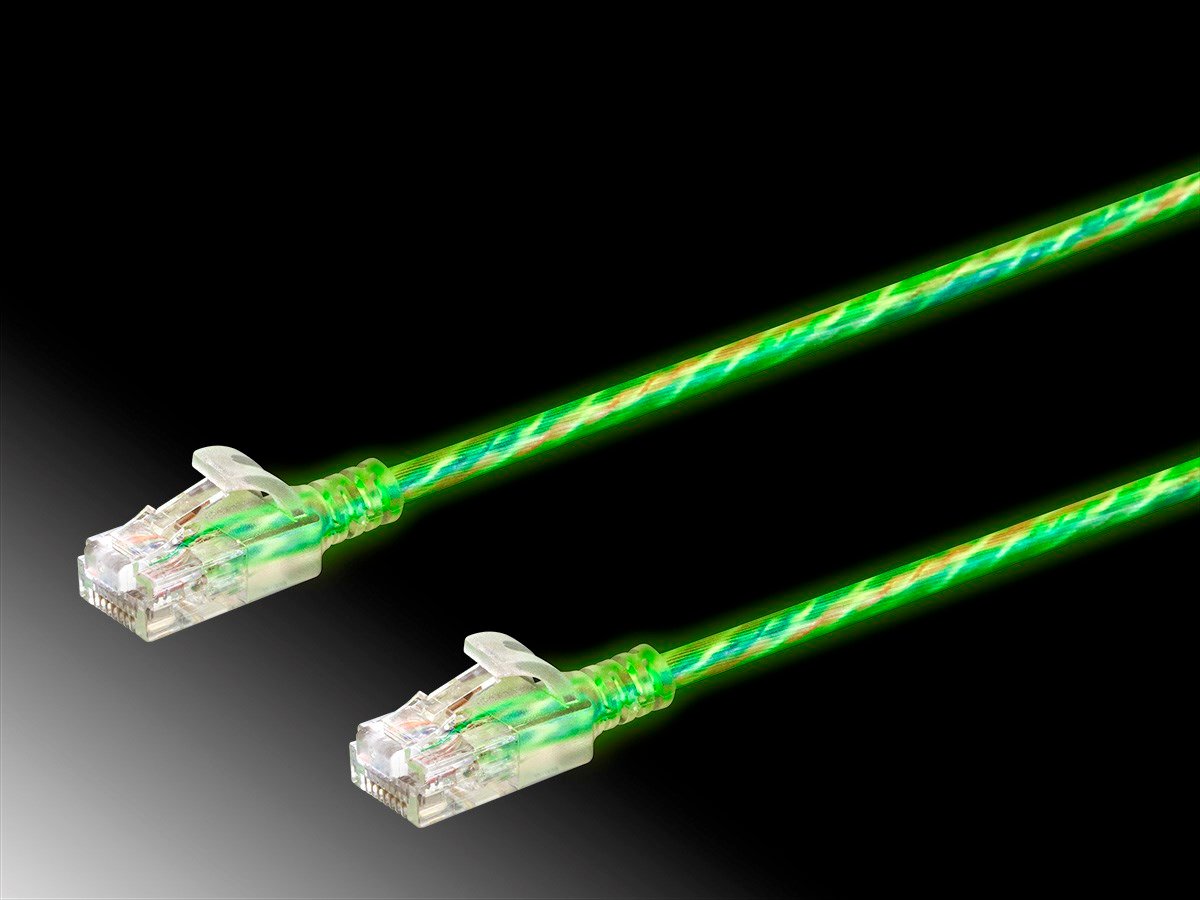 SlimRun Cat6 Glow in the Dark Patch Cable, Snagless RJ45