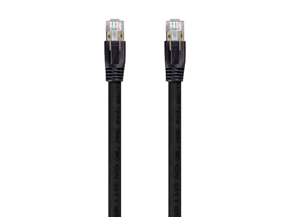 Cat8 24AWG S/FTP Ethernet Network Cable, 2GHz, 40G, 0.5m, Black, 5 pack - main image