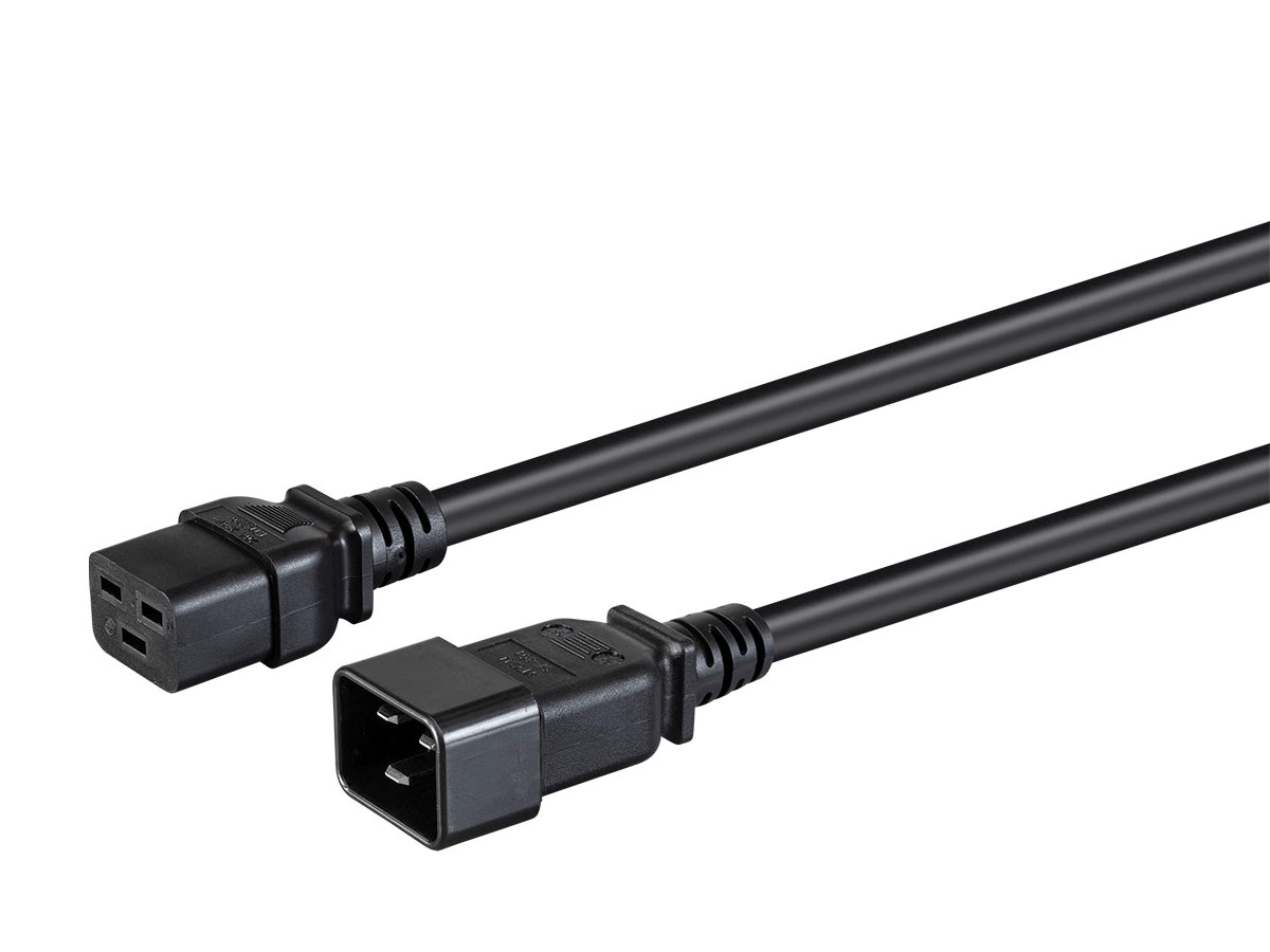 Monoprice Heavy Duty Extension Cord - IEC 60320 C20 to IEC 60320 C19, 12AWG, 20A, SJTW, 250V, Black, 6ft - main image