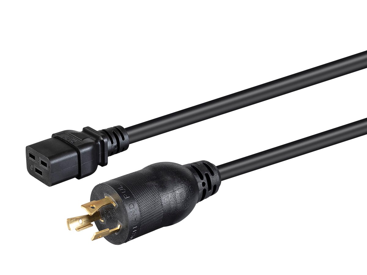 Monoprice Heavy Duty Power Cord - Locking NEMA L5-20P to IEC 60320 C19, 12AWG, 20A/2500W, 3-Prong, Black, 15ft - main image