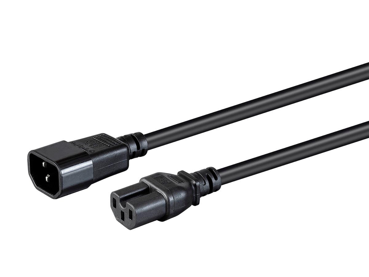 Monoprice Heavy Duty Power Cable - IEC 60320 C14 to IEC 60320 C15, 14AWG, 15A/1875W, SJT, 125V, Black, 3ft - main image
