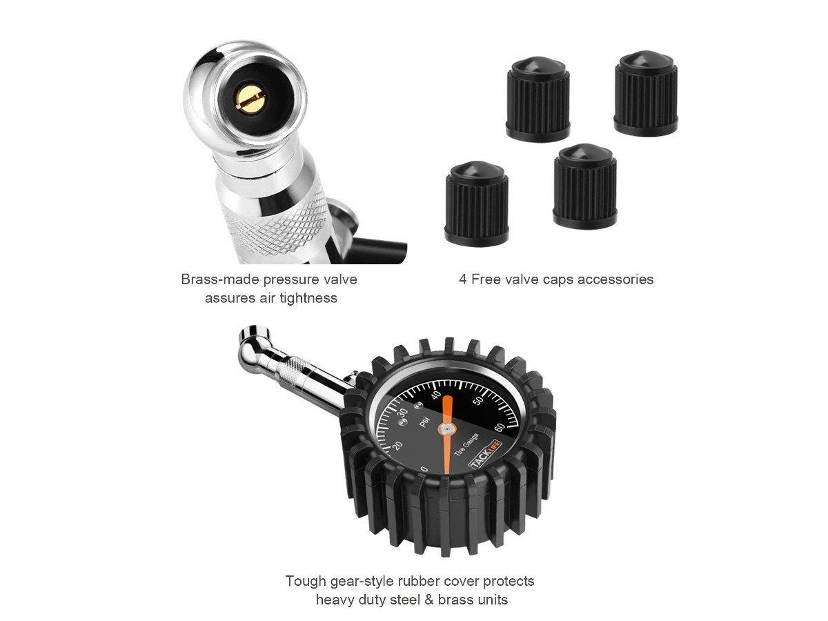 TACKLIFE TPS02S Tire Pressure Gauge, 60PSI Heavy Duty Mechanical Tire