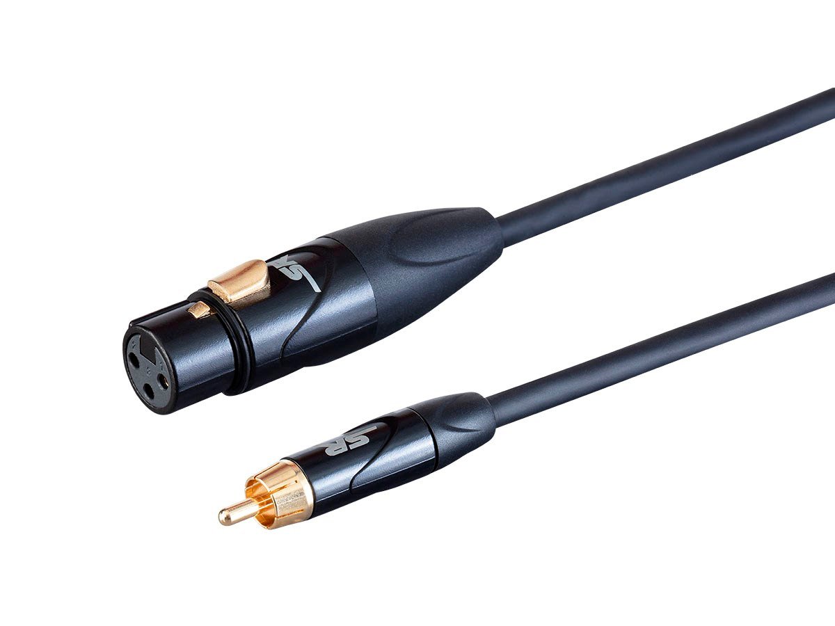 Stage Right by Monoprice On Tour Cables - XLR Female to RCA Male, 24AWG, Black, 1ft - main image
