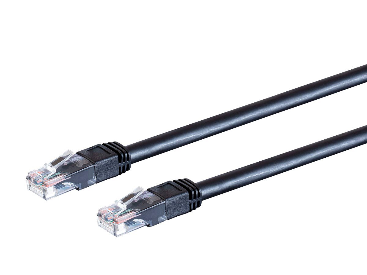 Monoprice Cat6 14ft Black Outdoor Patch Cable, UTP, 24AWG, 550MHz, Pure Bare Copper, Molded Snagless RJ45, Zeroboot Series Ethernet Cable - main image