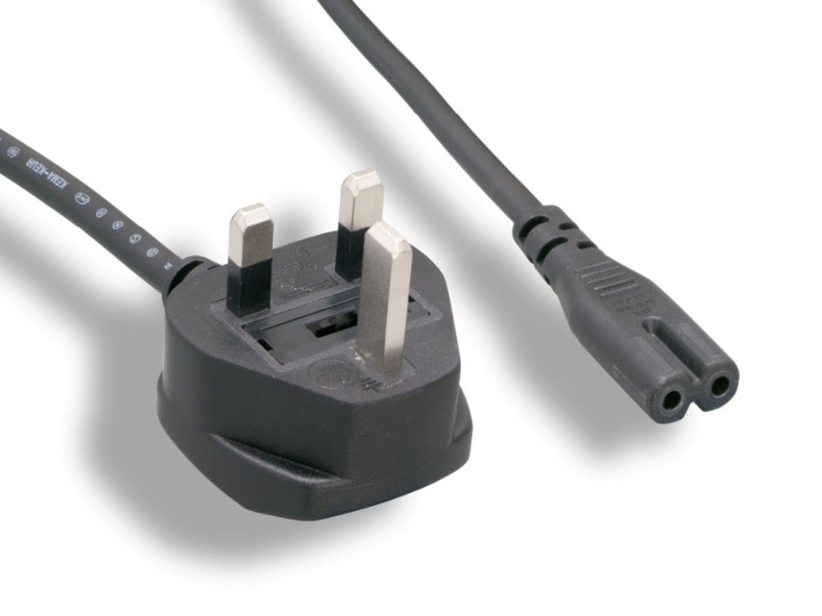 Monoprice Power Cord - BS 1363 (UK) with 5A Fuse to IEC 60320 C7 (non-polarized), 5A/1250W, 250V, Black, 6ft - main image