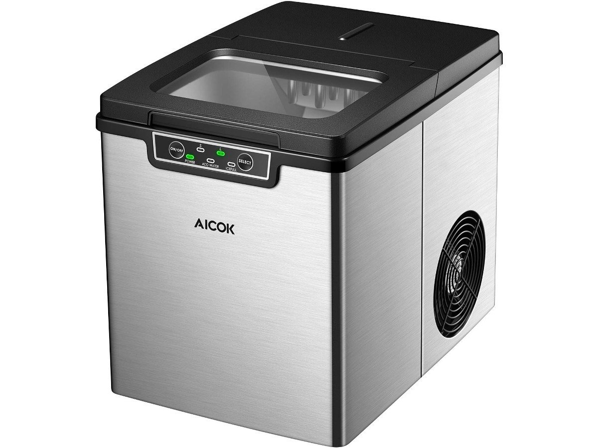 AICOK Ice Maker, Quiet Ice Maker Machine, Stainless Steel Ice Cube Maker, 26 Pounds of Ice in 24