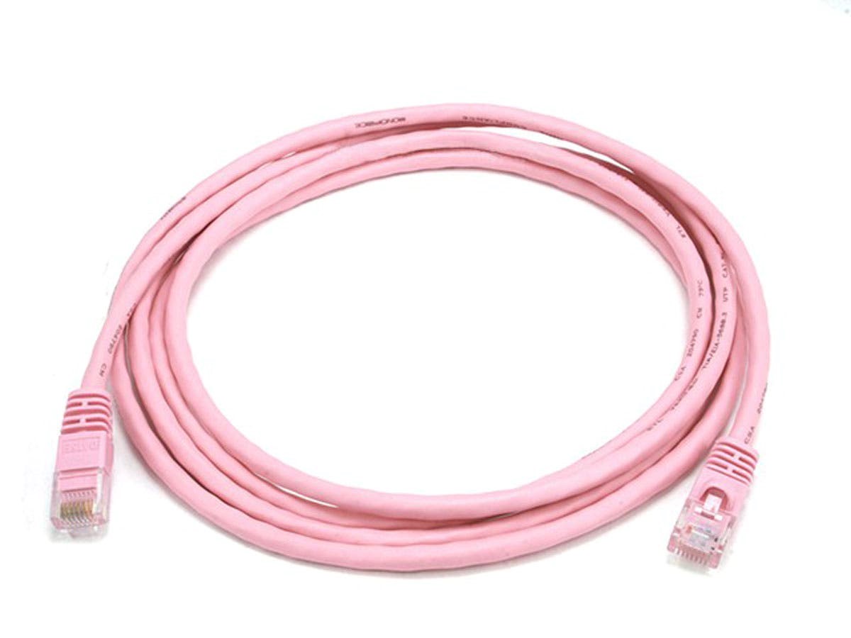 Monoprice Cat5e Ethernet Patch Cable - Snagless RJ45 Stranded 350MHz UTP  Pure Bare Copper Wire 24AWG 7ft Pink