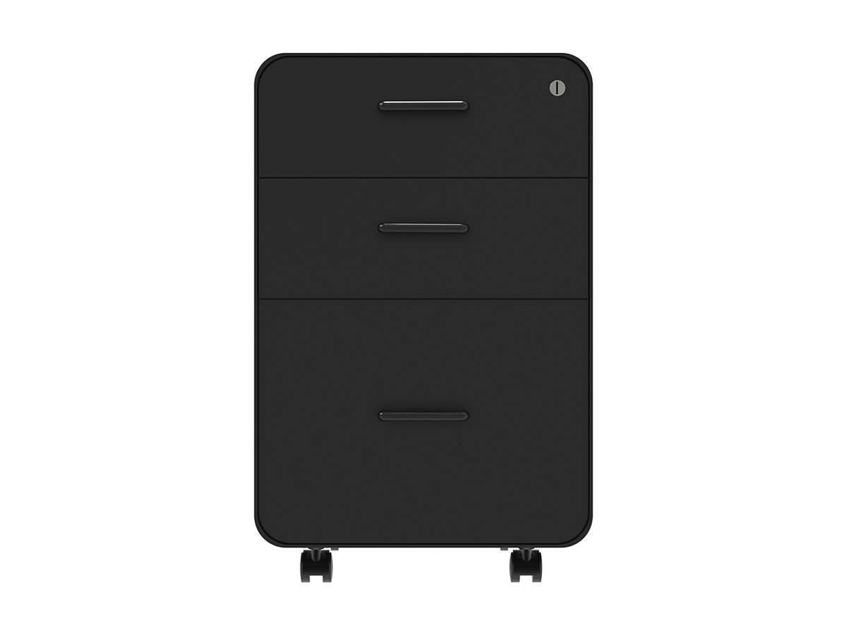 Workstream By Monoprice Rolling Round Corner 3 Drawer File Cabinet Black Monoprice Com