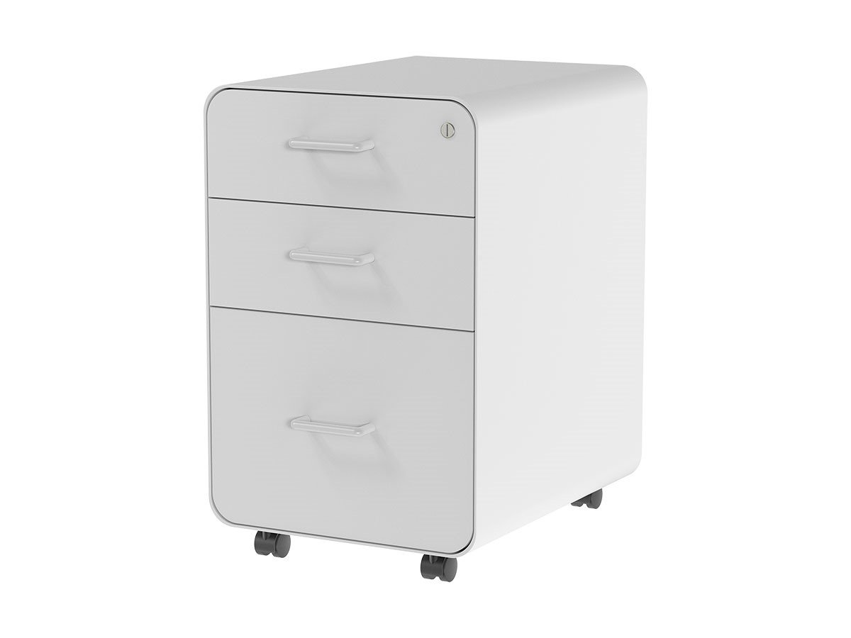 Workstream By Monoprice Rolling Round Corner 3 Drawer File Cabinet