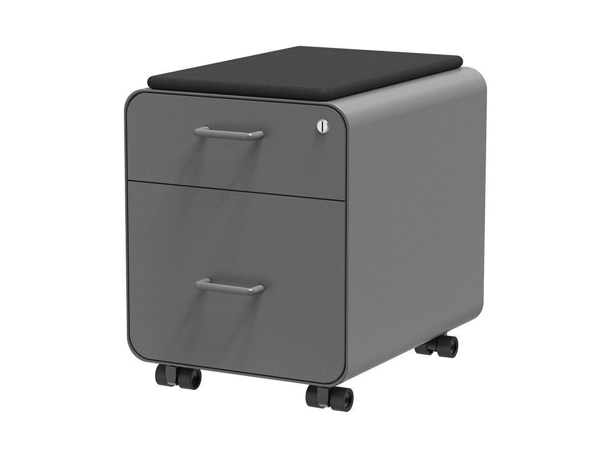 Workstream by Monoprice Rolling Round Corner 2-Drawer File Cabinet with Seat Cushion, Gray - main image