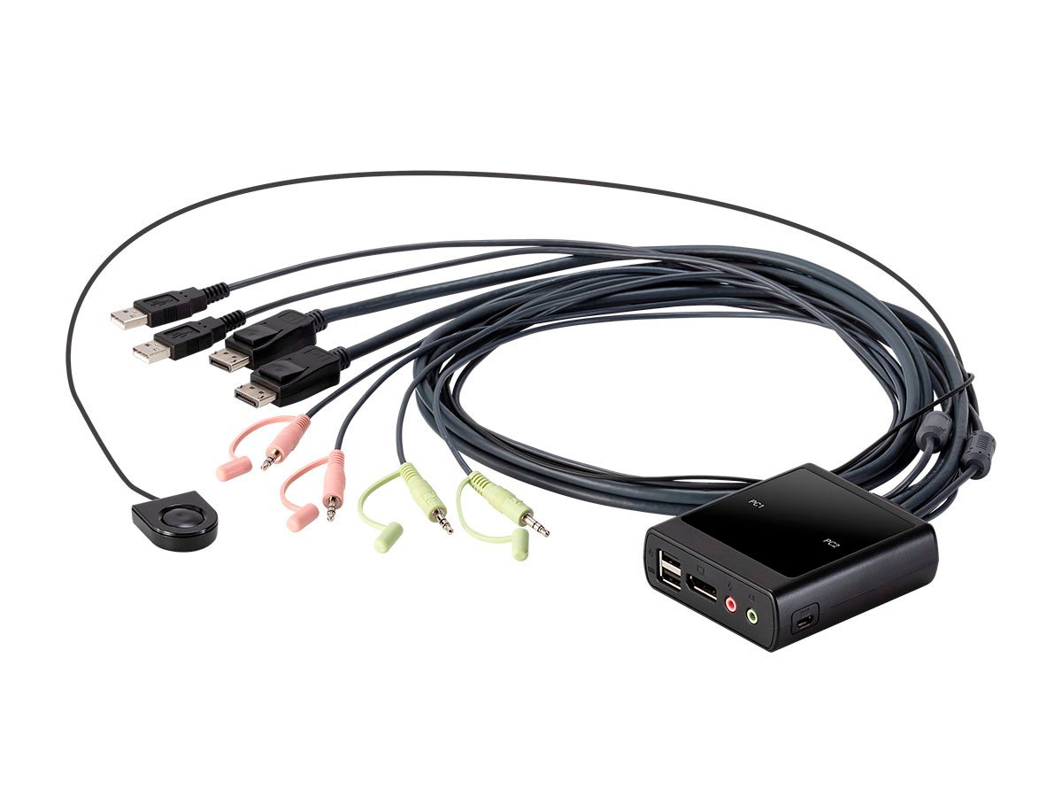 Monoprice 2-Port USB DisplayPort Cable KVM Switch with Remote Port Selector - main image