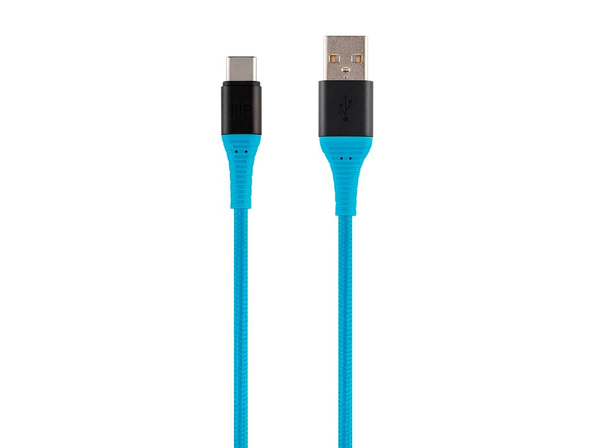 Monoprice AtlasFlex Series Durable USB 2.0 Type-C to Type-A Charge & Sync Kevlar-Reinforced Nylon-Braid Cable, 3ft, Blue - main image