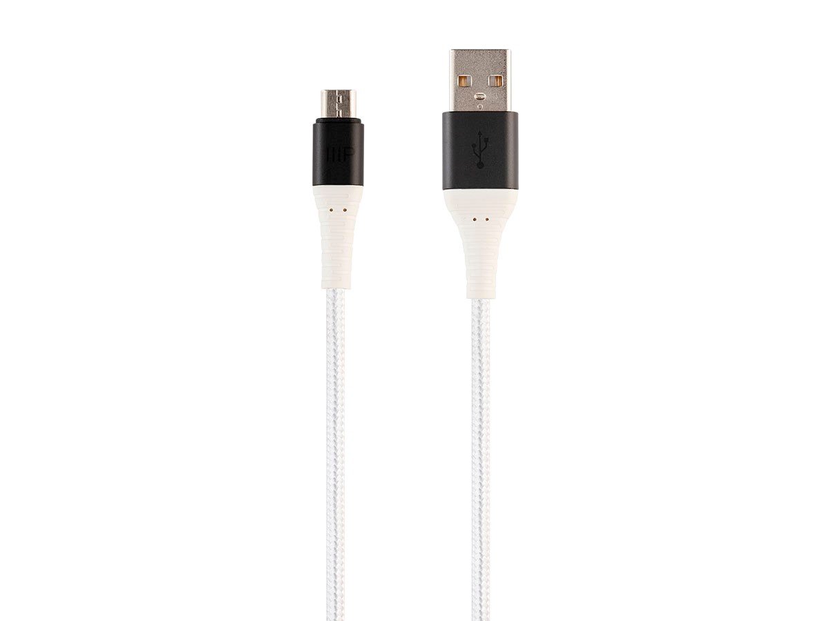 Monoprice AtlasFlex Series Durable USB 2.0 Micro B To USB-A Charge & Sync Kevlar-Reinforced Nylon-Braid Cable  1.5ft  White