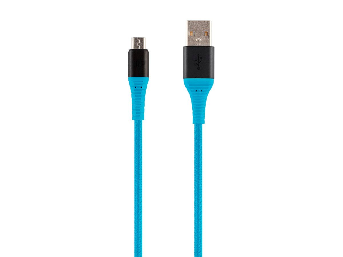 Monoprice AtlasFlex Series Durable USB 2.0 Micro B to Type-A Charge & Sync Kevlar-Reinforced Nylon-Braid Cable, 6ft, Blue - main image